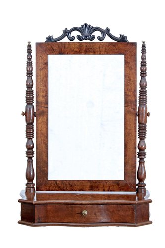 Antique Swedish Vanity Mirror In Birch, Victorian Table Top Vanity Mirror