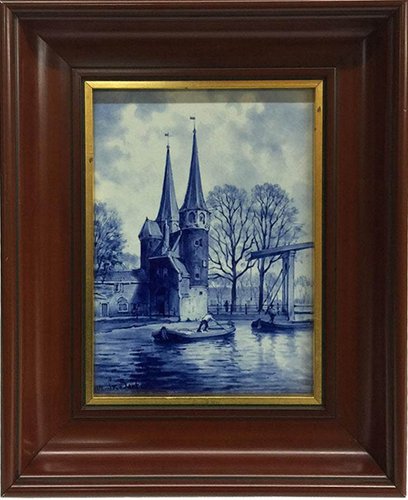 Dutch Delft Bottle Oostpoort Tile After L. Senf from Porceleyne