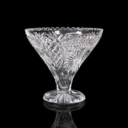 Large Vintage English Fruit Bowl in Crystal and Cut Glass, 1950