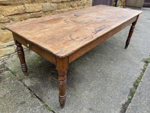 Large Antique English Pine Refectory, Old Pine Dining Room Tables