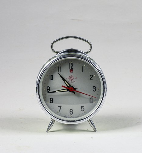 Italian Glazed Metal Alarm Clock from Helm, 1960s for sale at Pamono