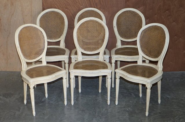 Hand Painted Bergere Dining Chairs, Types Of Vintage Dining Chairs