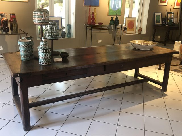 Large Vintage Farmhouse Style Dining Table for sale at Pamono