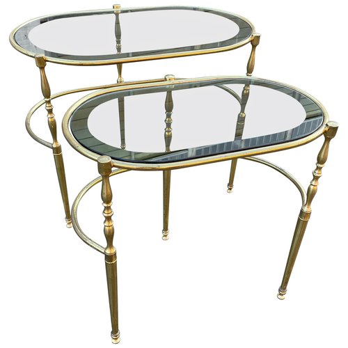 Vintage Art Deco Brass Side Tables Set of 2