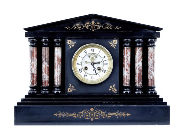 Antique Victorian Mantle Clock in Black Marble for sale at Pamono