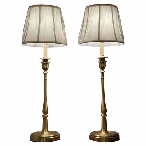 Tall Victorian Brass Candle Lamps From, Ralph Lauren Table Lamp Gold And Black