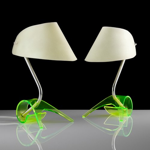 Vintage Green Acrylic Table Lamps attributed to Apolinary Galecki