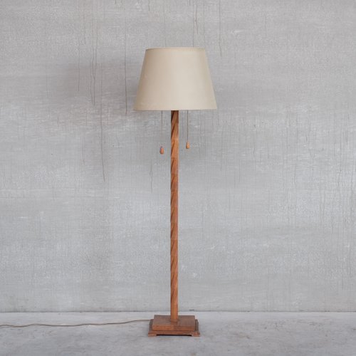 Mid Century French Floor Lamp In Turned, Old Fashioned Wooden Floor Lamp