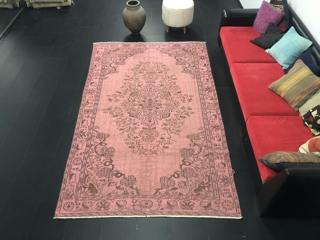 Vintage Turkish Pink Carpet In Wool For, How Big Is A 5 By 7 Area Rug In Cm
