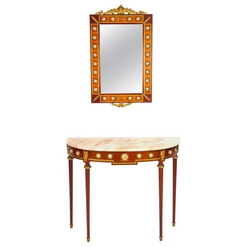 Ormolu & Porcelain Mounted Console Table & Mirror by Epstein, 20th