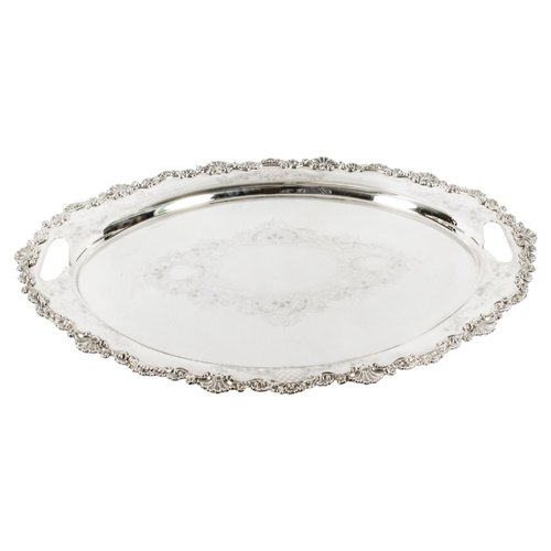 Irish Silver Plated Oval Tray from W. Gibson, 1870 for sale at Pamono