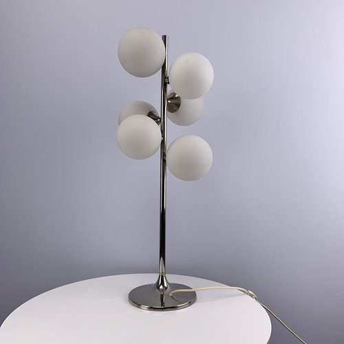 Sputnik Table Lamp With 6 Opal Glass, Sputnik Table Lamp Vintage