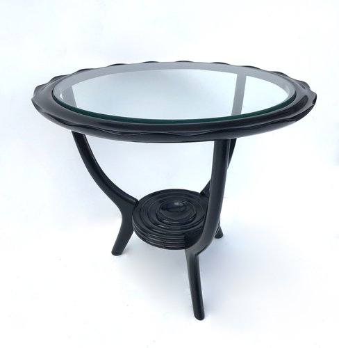 Coffee Table Attributed To Buffa 1950s, Antique End Tables With Glass Doors