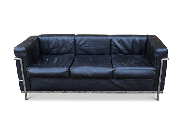 Lc2 Black Leather 3 Seater Sofa With, Blue Leather Tuxedo Sofa Bed