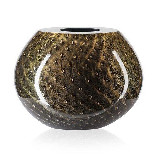 Italian Gold and Black Sphere Murano Glass Mocenigo Vase by Marco Segantin for VGnewtrend