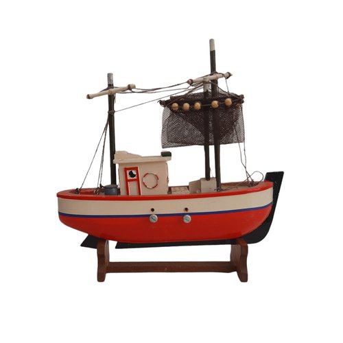 Mid-Century Model of a Wooden Boat with Sails for sale at Pamono