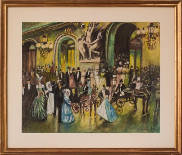 Impressionist Evening Scene, 20th-Century, Pastel on Paper for