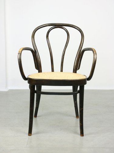 家具 Vintage THONET Arm chair Black No. 218 Wide Armchair Chair by Michael Thonet for sale at Pamono