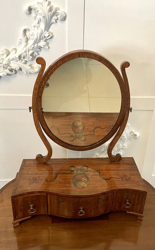 Antique Victorian Painted Satinwood Dressing Mirror for sale at Pamono