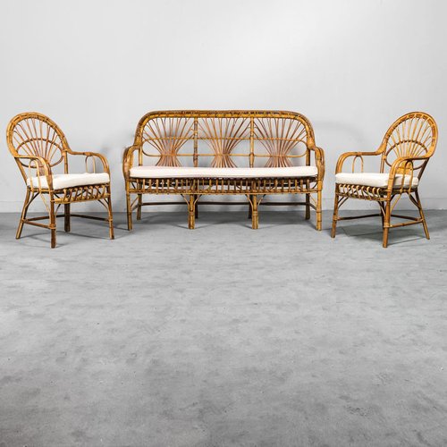 Bamboo Sofa Chairs 1970s Set of 3