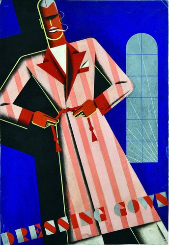 Art Deco Poster of Man in Dressing Gown by Theodor Kindel, 1920s