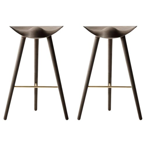 Brown Oak And Brass Bar Stools From By, Dark Brown Leather Bar Stools With Backs Taiwan