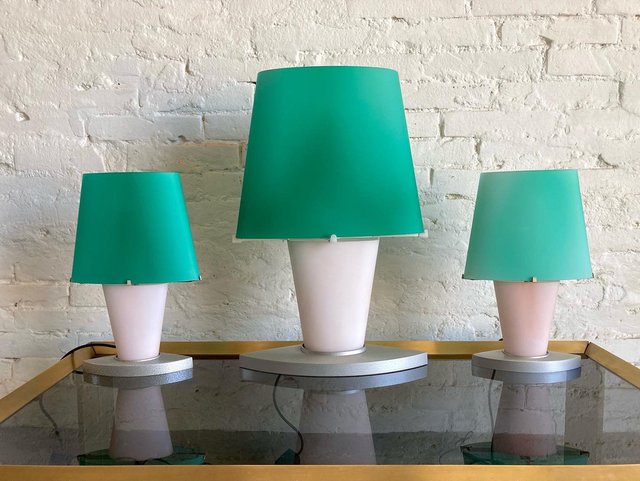Table Lamps By Daniela Puppa Set Of 3, Dark Teal Table Lamp Shade