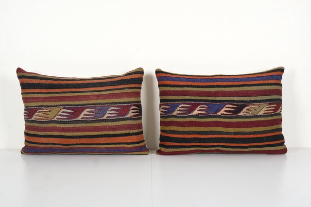 Turkish Hand-Woven Red wool tribal throw Pillow case