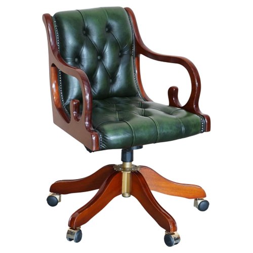 Slim Green Leather Custom Made, Custom Fit Office Chairs