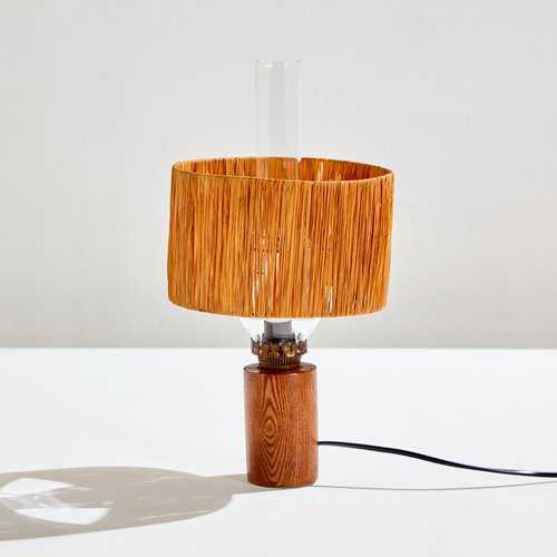 Tiny Table Lamp With Raffia Shade For At Pamono Tiny Table Lamp With Raffia Shade For, Vintage Wooden Table Lamp Shade Glass