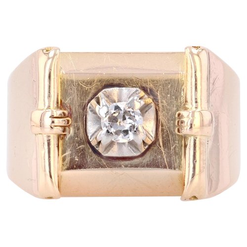 福袋 公式 Signet for 1940s Diamond, with Gold Yellow 18K in Ring Tank アクセサリー