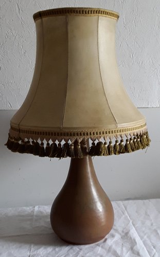 Lampada da tavolo a forma di pera in ceramica marrone, anni '70 in