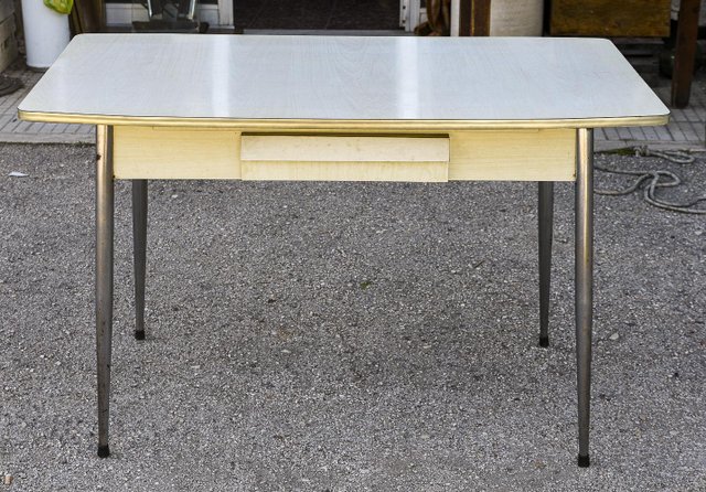 Kitchen Table with White Formica Top and Leveler Italy 1970s for