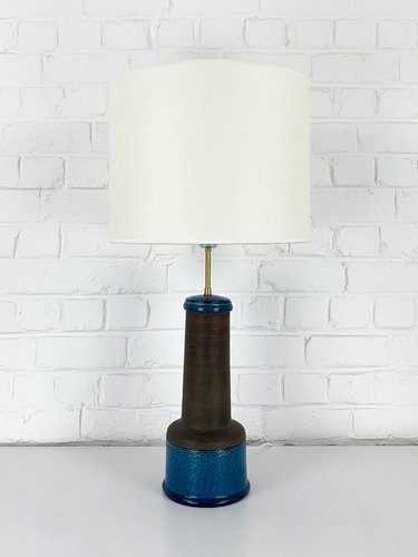 Vintage Scandinavian Ceramic Table Lamp, Dark Teal Table Lamps