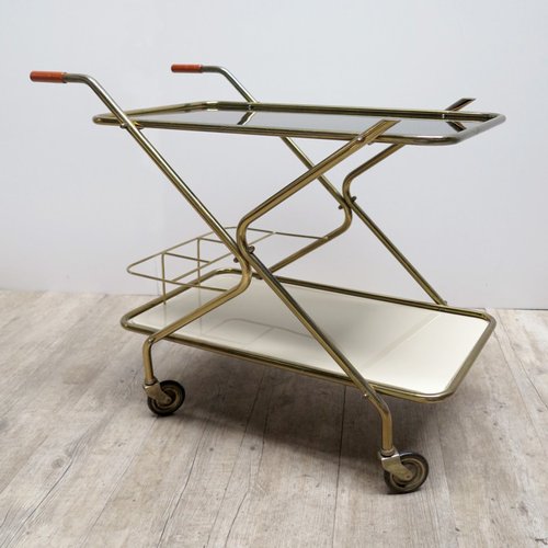 Vintage Serving Cart with Glass Tops for sale at Pamono