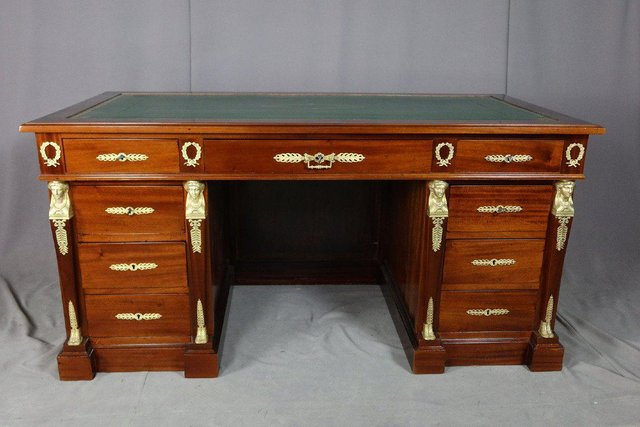Wood and gold frame empire desk with drawers deals