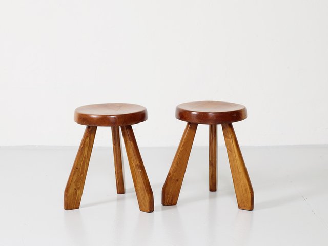 set-of-vintage-pine-stools-by-