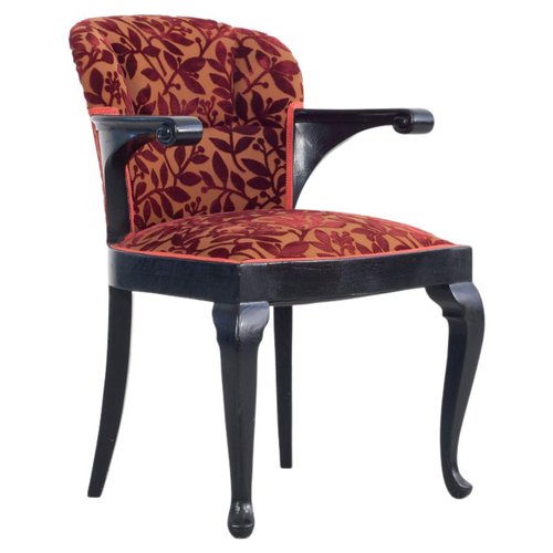 Vintage Black Upholstered Armchair, 1930s for sale at Pamono