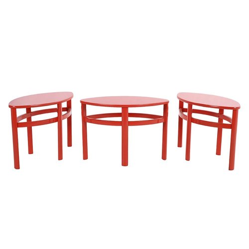 Red Lacquered Wood Low Tables for sale at Pamono