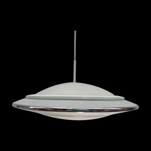 Suspension Lampe UFO Vintage Marlin – Années 1960, Style Bauhaus, Couleur Argent