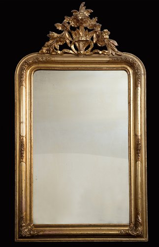 Specchio da sole vintage con cornice in legno intagliato dorato, Francia  2000