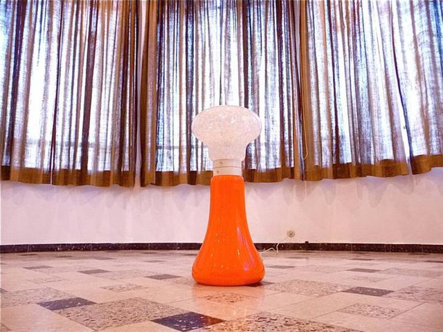 Italian Orange Glass Floor Lamp 1960s