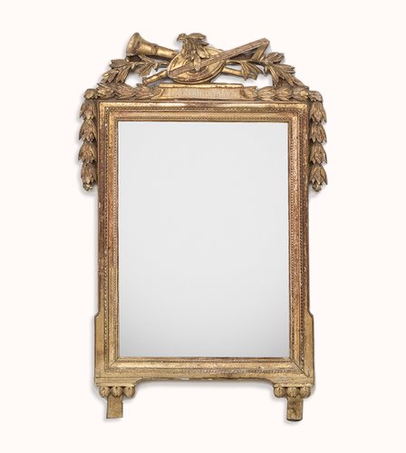 Large 19th Century Gilt Wood Bow Cartouche Mirror for sale at Pamono