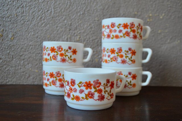French Bohemian Mugs from Arcopal, Set of 6 for sale at Pamono