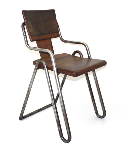 Silla vintage tubular de acero de Peter Behrens, años 30 en venta en Pamono