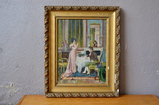 Chess Game, 1890, Oil Painting, Framed for sale at Pamono