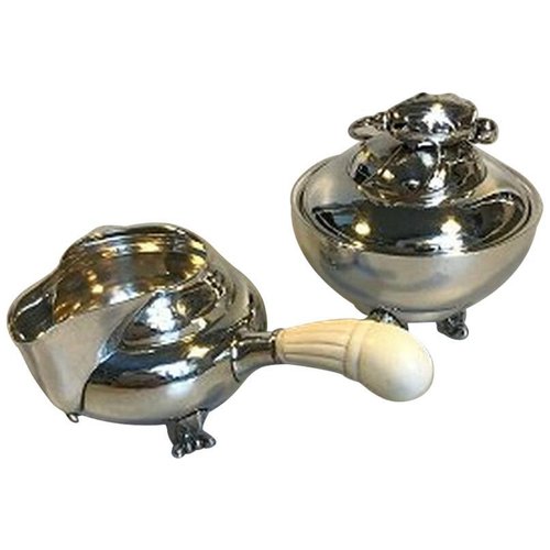 Recipiente para crema y azucarero de plata esterlina de Georg Jensen en