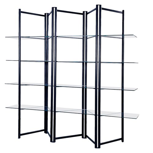 Black metal sale and glass bookcase