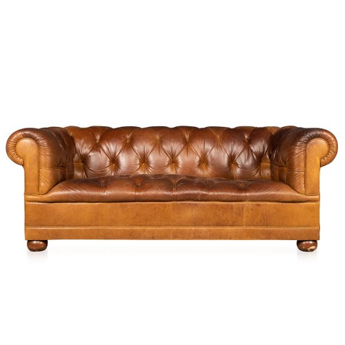 Sofá Chesterfield de cuero de Laura Ashley, England, años 70 en venta