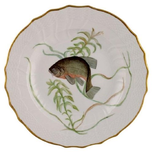 Porcelain Dinner Plate with HandPainted Fish Motif from Royal